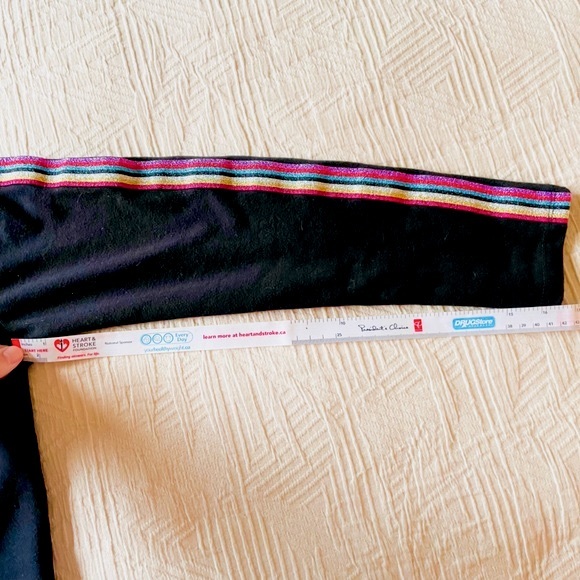 S Heart & Hips Glitter Rainbow Stripe Soft Black Hoodie Sweatshirt, French Terry - Picture 13 of 13